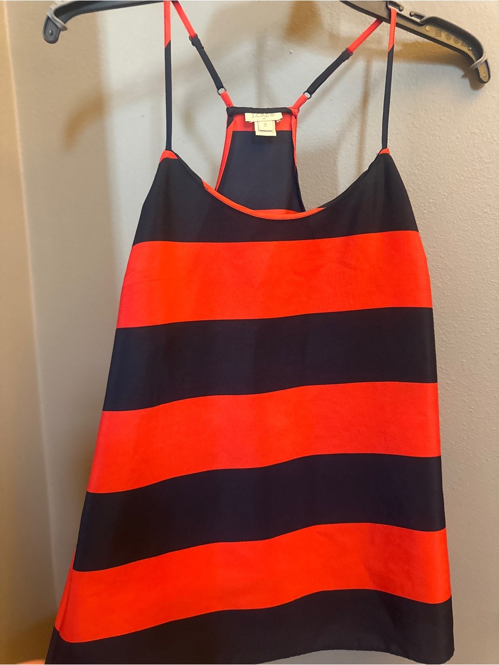 J. Crew Red and Black Striped Spaghetti Strap Top